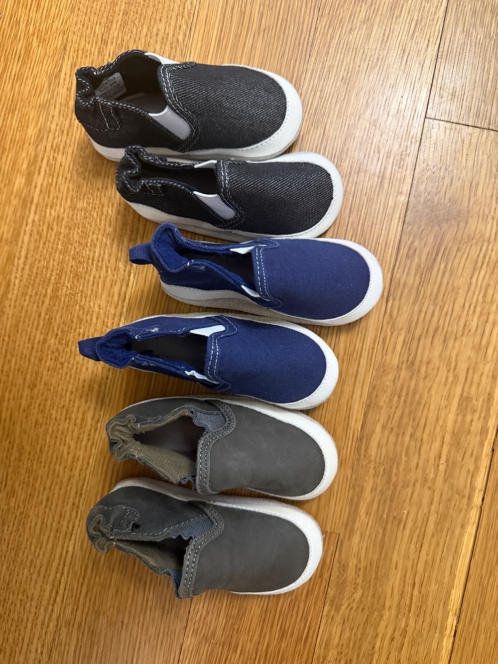 Robeez Slip-On Canvas and Leather Shoes - Black, Navy, Gray